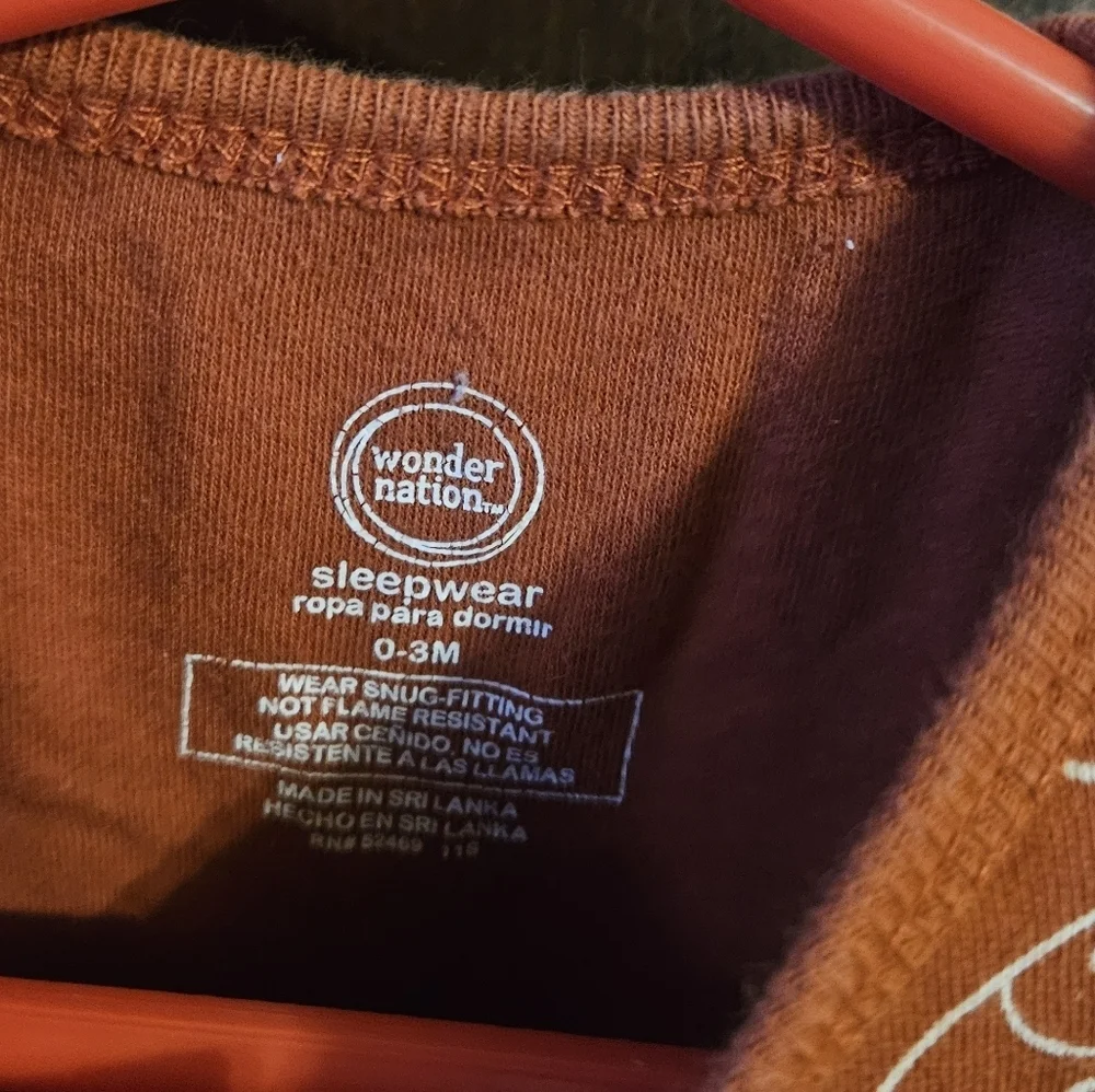Wonder Nation Rust Orange Kids Zip Up Footie with Fun Patterns